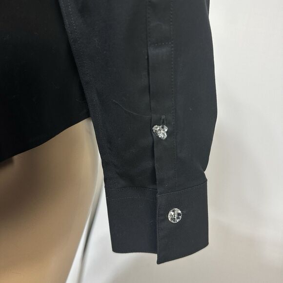 Brooks Brothers Black Fitted Non-Iron Black Button Up Shirt Size 10 Ruffle NWT - Picture 4 of 11